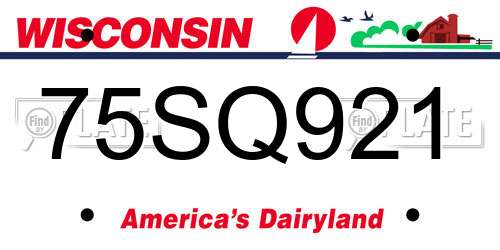 75SQ921 Wisconsin License Plate
