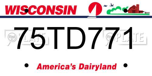 75TD771 Wisconsin License Plate