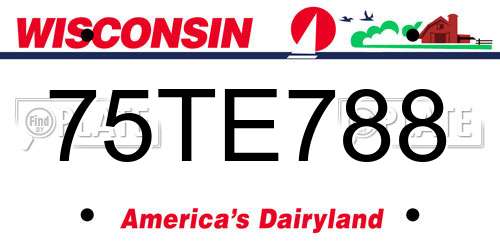 75TE788 Wisconsin License Plate