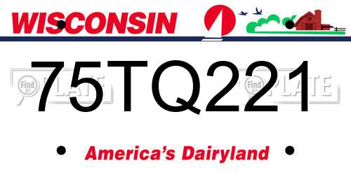 75TQ221 Wisconsin License Plate
