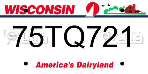75TQ721 Wisconsin License Plate