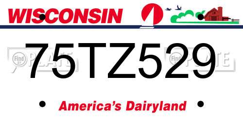 75TZ529 Wisconsin License Plate