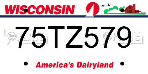 75TZ579 Wisconsin License Plate