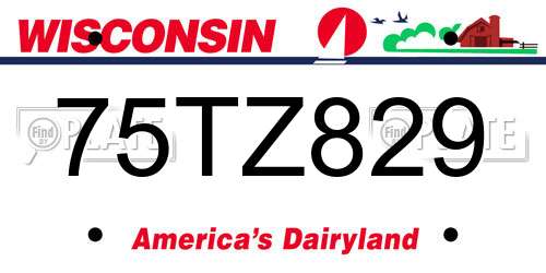 75TZ829 Wisconsin License Plate