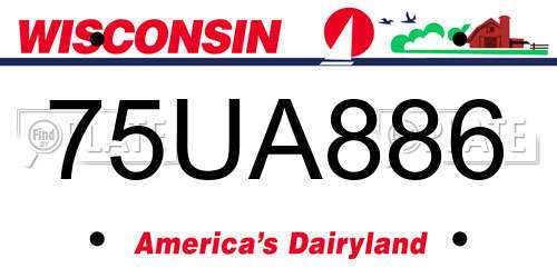 75UA886 Wisconsin License Plate