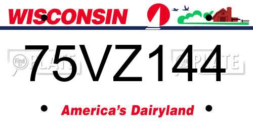 75VZ144 Wisconsin License Plate
