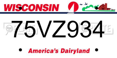 75VZ934 Wisconsin License Plate