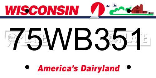 75WB351 Wisconsin License Plate