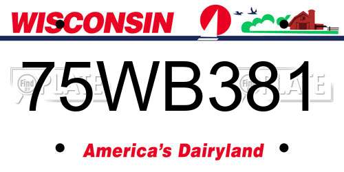 75WB381 Wisconsin License Plate