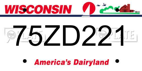 75ZD221 Wisconsin License Plate