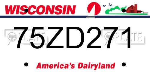 75ZD271 Wisconsin License Plate