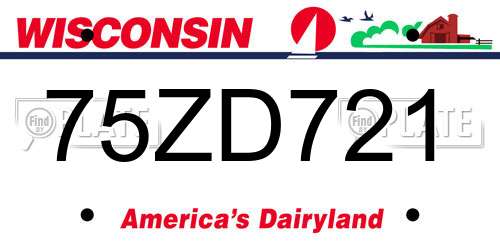 75ZD721 Wisconsin License Plate