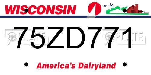 75ZD771 Wisconsin License Plate