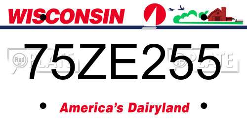 75ZE255 Wisconsin License Plate