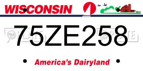 75ZE258 Wisconsin License Plate