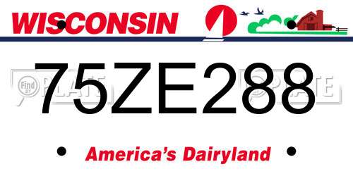 75ZE288 Wisconsin License Plate
