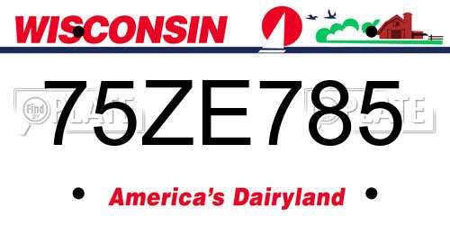 75ZE785 Wisconsin License Plate