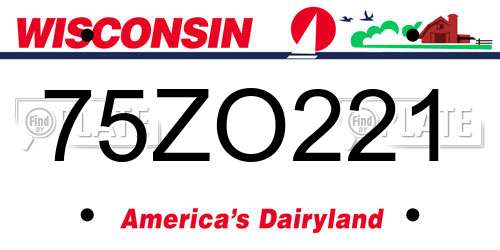 75ZO221 Wisconsin License Plate