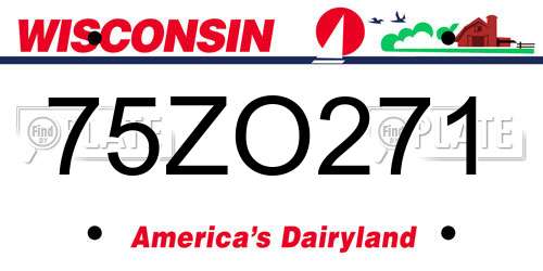 75ZO271 Wisconsin License Plate