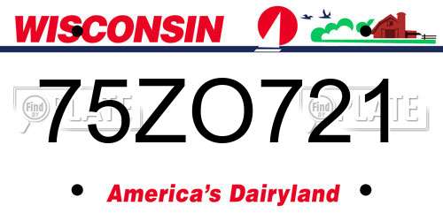 75ZO721 Wisconsin License Plate