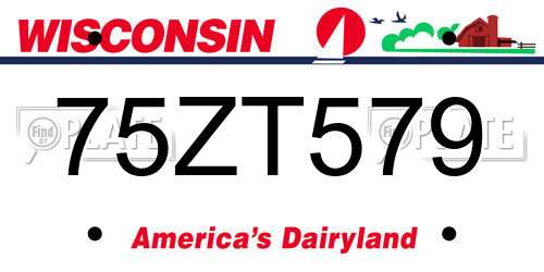 75ZT579 Wisconsin License Plate