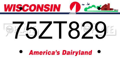 75ZT829 Wisconsin License Plate