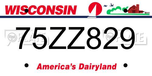 75ZZ829 Wisconsin License Plate