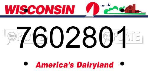 7602801 Wisconsin License Plate