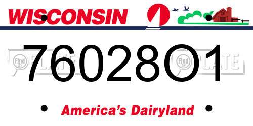 76028O1 Wisconsin License Plate