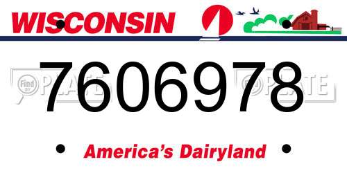 7606978 Wisconsin License Plate