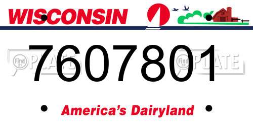 7607801 Wisconsin License Plate