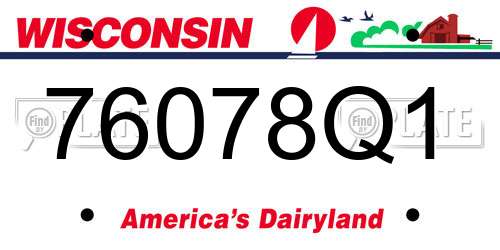 76078Q1 Wisconsin License Plate