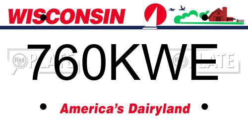 760KWE Wisconsin License Plate