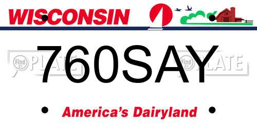 760SAY Wisconsin License Plate