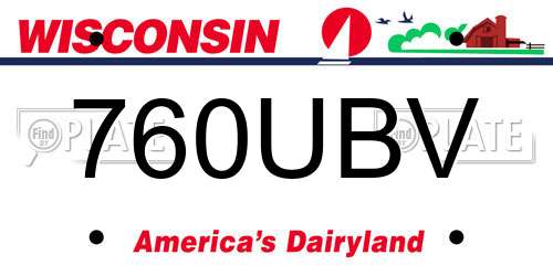 760UBV Wisconsin License Plate