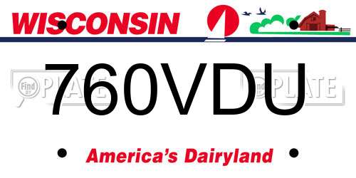 760VDU Wisconsin License Plate