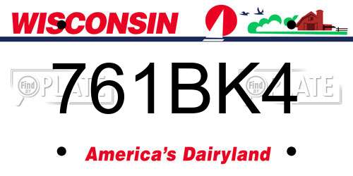 761BK4 Wisconsin License Plate
