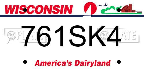 761SK4 Wisconsin License Plate