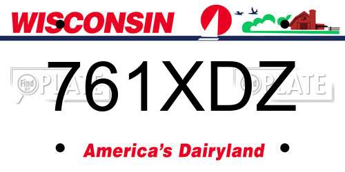 761XDZ Wisconsin License Plate
