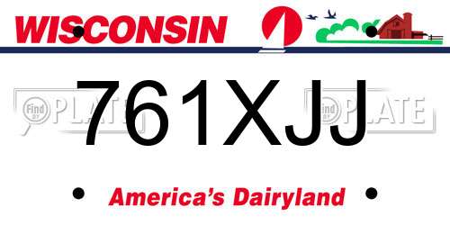 761XJJ Wisconsin License Plate