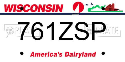 761ZSP Wisconsin License Plate