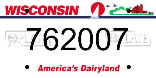 762007 Wisconsin License Plate