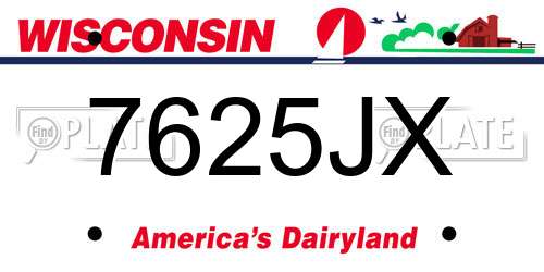 7625JX Wisconsin License Plate