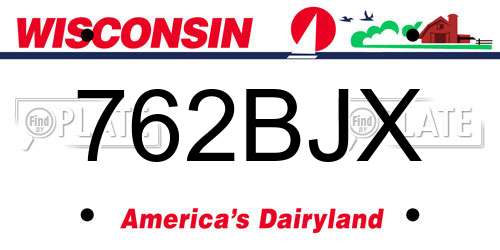 762BJX Wisconsin License Plate