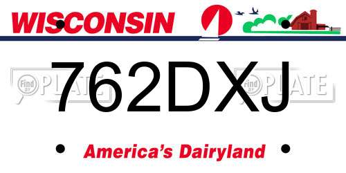 762DXJ Wisconsin License Plate