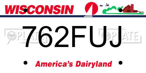 762FUJ Wisconsin License Plate