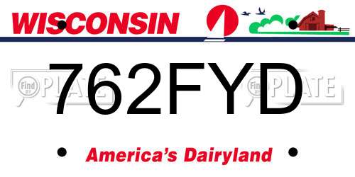 762FYD Wisconsin License Plate