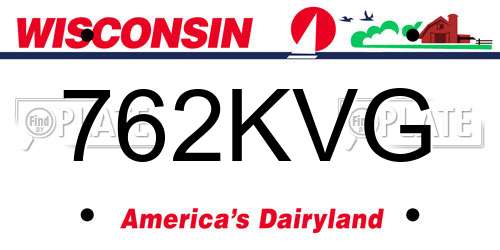 762KVG Wisconsin License Plate
