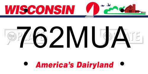 762MUA Wisconsin License Plate