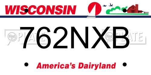 762NXB Wisconsin License Plate